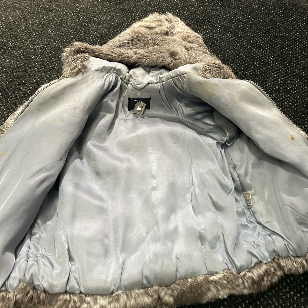 Dyed Rabbit Fur Toddler Coat with Hood - Picture 4 of 4